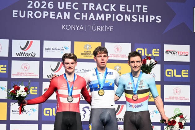 02-02-2026 European Championships Elite Track; Giornata 02; 2026, Germany; 2026, Danimarca; 2026, Belgium; Teutenberg, Tim Torn; Haugsted, Conrad; De Buyst, Jasper; Konya - Velodrom; 