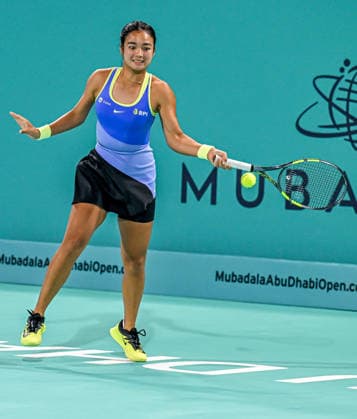 Mubadala Abu Dhabi Open ABU DHABI, UNITED ARAB EMIRATES - FEBRUARY 2: Turkiye s national tennis player Zeynep Sonmez (not seen) competes against Filipino opponent Alexandra Eala at the women’s singles match during the Mubadala Abu Dhabi Open at the Zayed Sports City International Tennis Centre in Abu Dhabi, United Arab Emirates on February 2, 2026. Waleed Zein Anadolu Abu Dhabi United Arab Emirates. Editorial use only. Please get in touch for any other usage.  Copyright: x2026xAnadoluxWaleedxZeinx
