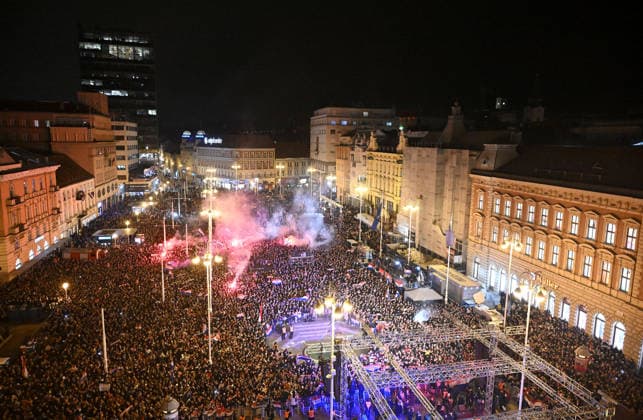 Ceremonial welcome for Croatian National Handball Team after winning bronze at the Men s EHF EURO 2026 Croatia fans during ceremonial welcome for Croatia Handball Team at ban Jelacic Square in Zagreb, Croatia on February 2, 2026. Croatia won bronze medal at the 2026 EHF European Men s Handball Championship.  MarkoxLukunic PIXSELL