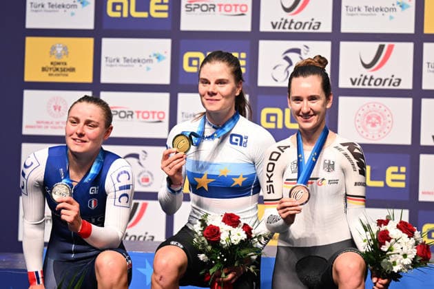 02-02-2026 European Championships Elite Women Track; Giornata 02; 2026, Belgium; 2026, France; 2026, Germany; Kopecky, Lotte; Berteau, Victoire; Teutenberg, Lea Lin; Konya - Velodrom; 