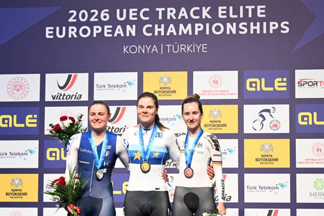 02-02-2026 European Championships Elite Women Track; Giornata 02; 2026, Belgium; 2026, France; 2026, Germany; Kopecky, Lotte; Berteau, Victoire; Teutenberg, Lea Lin; Konya - Velodrom; 