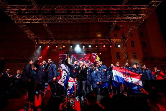 Ceremonial welcome for Croatian National Handball Team after winning bronze at the Men s EHF EURO 2026 Croatia Handball Team during ceremonial welcome at ban Jelacic Square in Zagreb, Croatia on February 2, 2026. Croatia won bronze medal at the 2026 EHF European Men s Handball Championship.  DavorxPuklavec PIXSELL