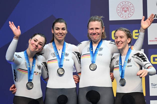 02-02-2026 European Championships Elite Women Track; Giornata 02; 2026, Germany; Kloger, Mieke; Klein, Lisa; Sussemilch, Laura; Brausse, Franziska; Konya - Velodrom; 