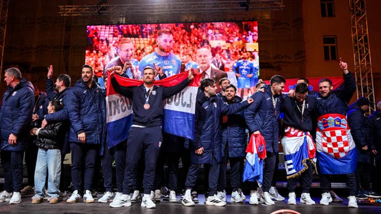 Ceremonial welcome for Croatian National Handball Team after winning bronze at the Men s EHF EURO 2026 Croatia Handball Team during ceremonial welcome at ban Jelacic Square in Zagreb, Croatia on February 2, 2026. Croatia won bronze medal at the 2026 EHF European Men s Handball Championship.  DavorxPuklavec PIXSELL
