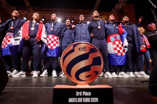 Handball, European Championship, celebration of bronze winner Croatia in Zagreb