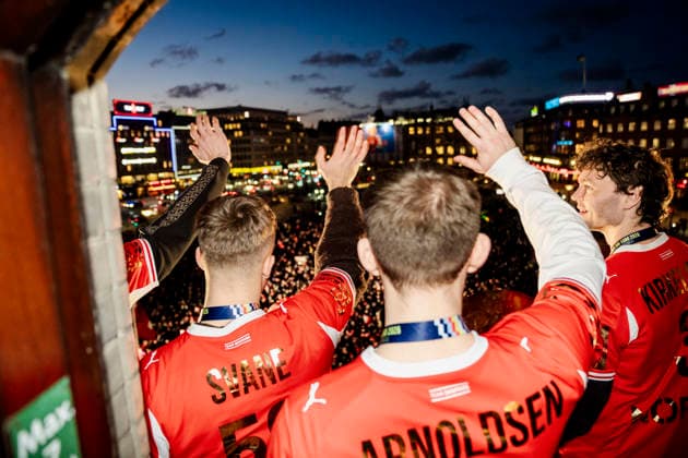 The Handball Men Honored at Copenhagen City Hall Mads Svane, Thomas Arnoldsen, and Niclas Kirkeloekke on the balcony at Copenhagen City Hall as Denmark s men s handball team is celebrated as European champions at Copenhagen City Hall on Monday, February 2, 2026 The team won gold at the European Handball Championship in Herning on Sunday and is invited to the city hall for the occasion, including city hall pancakes Photo Sebastian Elias Uth Ritzau Scanpix , Denmark  Copyright: Ritzau Scanpix SebastianxEliasxUthx spdk20260202-192235-L