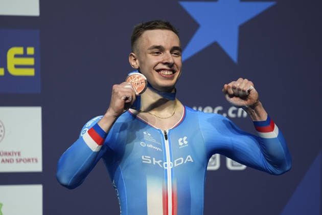 2026 UEC European Track cycling, Rad, Radsport, Bahnrad, Bahn Championships in Konya KONYA, TURKIYE - FEBRUARY 2: David Peterka of Czech poses with bronze medal after competing men s time-trial during 2026 UEC Track Cycling European Championships at Konya Velodrome in Konya, Turkiye on February 2, 2026. Dilara Irem Sancar Anadolu Konya Turkey. Editorial use only. Please get in touch for any other usage.  Copyright: x2026xAnadoluxDilaraxIremxSancarx