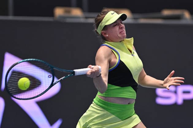 Linda Fruhvirtova from Czechia in action during match against Mona Barthel from Germany within the WTA, Tennis Damen women s tennis tournament Ostrava Open, on February 2, 2026, in Ostrava, Czech Republic. (CTKxPhoto JaroslavxOzana) CTKPhotoP2026020208232  CTKPhotoP2026020208232