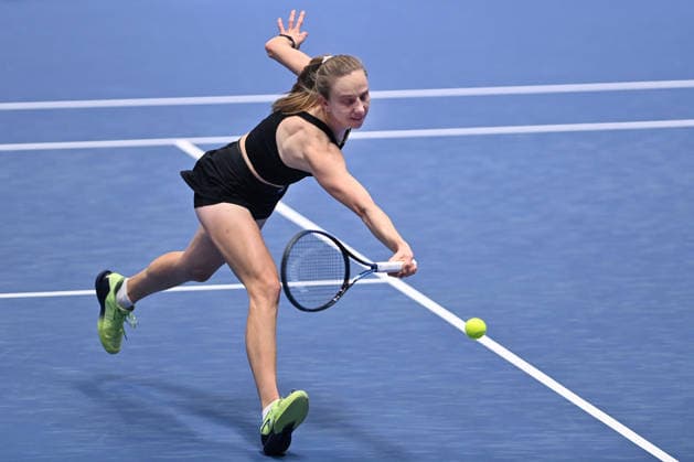 Mona Barthel from Germany in action during match against Linda Fruhvirtova from Czechia within the WTA, Tennis Damen women s tennis tournament Ostrava Open, on February 2, 2026, in Ostrava, Czech Republic. (CTKxPhoto JaroslavxOzana) CTKPhotoP2026020208236  CTKPhotoP2026020208236