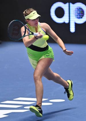 Linda Fruhvirtova from Czechia in action during match against Mona Barthel from Germany within the WTA, Tennis Damen women s tennis tournament Ostrava Open, on February 2, 2026, in Ostrava, Czech Republic. (CTKxPhoto JaroslavxOzana) CTKPhotoP2026020208238  CTKPhotoP2026020208238