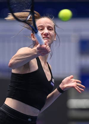 Mona Barthel from Germany in action during match against Linda Fruhvirtova from Czechia within the WTA, Tennis Damen women s tennis tournament Ostrava Open, on February 2, 2026, in Ostrava, Czech Republic. (CTKxPhoto JaroslavxOzana) CTKPhotoP2026020208258  CTKPhotoP2026020208258