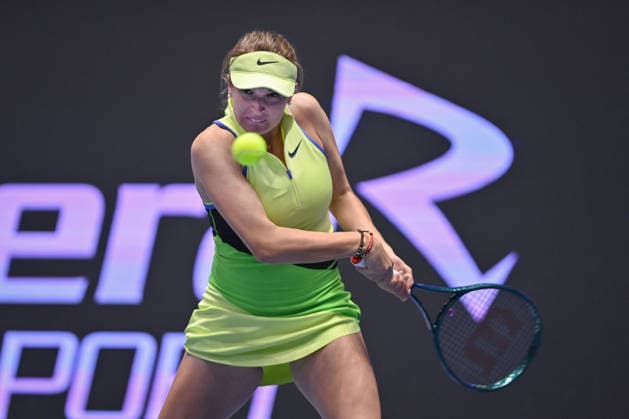 Linda Fruhvirtova from Czechia in action during match against Mona Barthel from Germany within the WTA, Tennis Damen women s tennis tournament Ostrava Open, on February 2, 2026, in Ostrava, Czech Republic. (CTKxPhoto JaroslavxOzana) CTKPhotoP2026020208266  CTKPhotoP2026020208266
