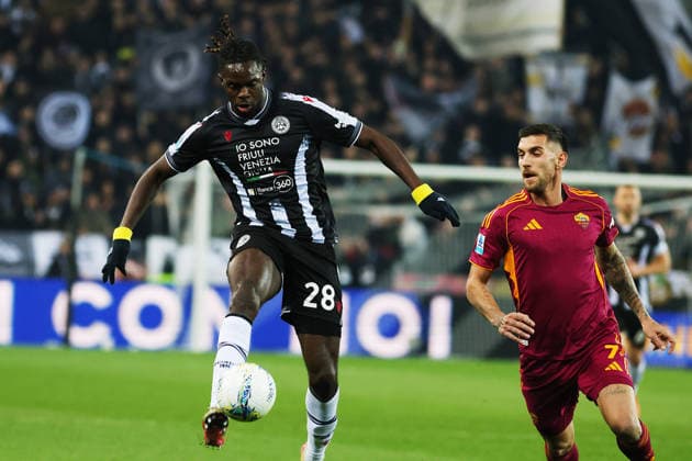 Udinese s Oumar Solet during the Serie A soccer match between Udinese and Roma at the Bluenergy Stadium in Udine, north east Italy - Monday, February 02,2026 - soccer  Copyright: xAndreaxBressanutti LaPressex