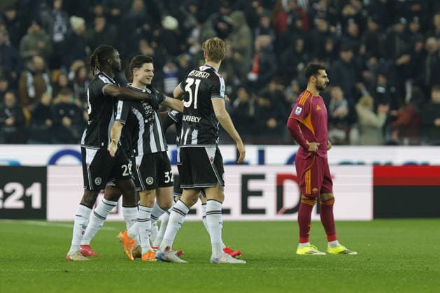 Udinese s JURGEN EKKELENKAMP celebrates after scoring a goal during the Italian Serie A ENILIVE 2025 26 football match between Udinese and Roma at Bluenergy Stadium on February 2th, 2026, Udine, Italy  Copyright: xMattiaxRadoni IPAxSportx xipa-agency.netx xx IPA_70898965 IPA_Agency_IPA70898965