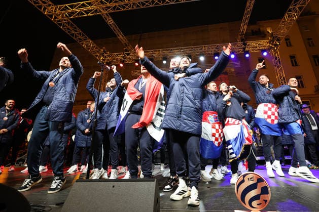 Zagreb, 02.02.2026. - The Croatian national handball team was welcomed at Ban Jelacic Square after winning the bronze medal at the European Championship, EM, Europameisterschaft  2S6A6743.JPG