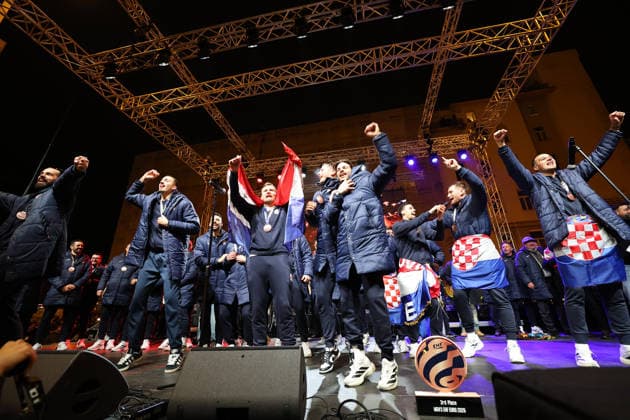 Zagreb, 02.02.2026. - The Croatian national handball team was welcomed at Ban Jelacic Square after winning the bronze medal at the European Championship, EM, Europameisterschaft  2S6A6761.JPG
