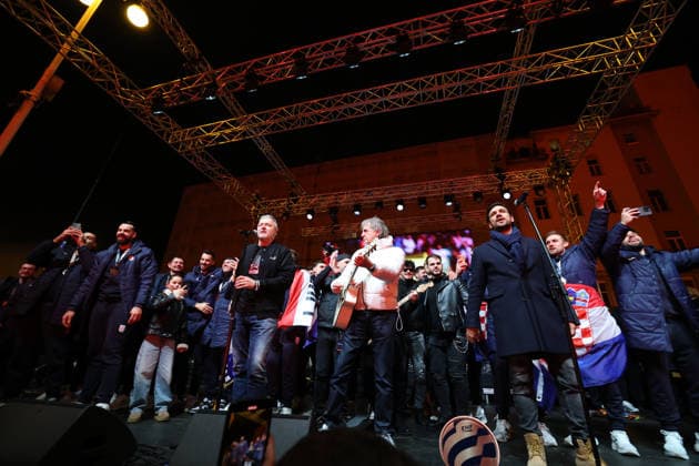 Zagreb, 02.02.2026. - The Croatian national handball team was welcomed at Ban Jelacic Square after winning the bronze medal at the European Championship, EM, Europameisterschaft  2S6A7015.JPG