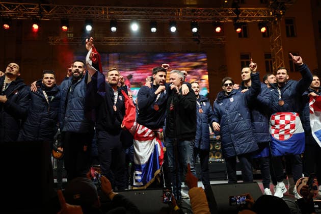 Zagreb, 02.02.2026. - The Croatian national handball team was welcomed at Ban Jelacic Square after winning the bronze medal at the European Championship, EM, Europameisterschaft  2S6A7359.JPG