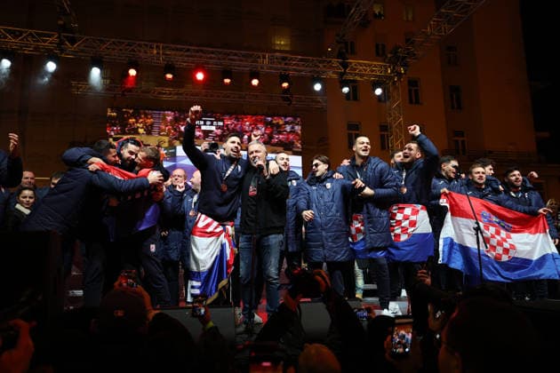 Zagreb, 02.02.2026. - The Croatian national handball team was welcomed at Ban Jelacic Square after winning the bronze medal at the European Championship, EM, Europameisterschaft  2S6A7411.JPG