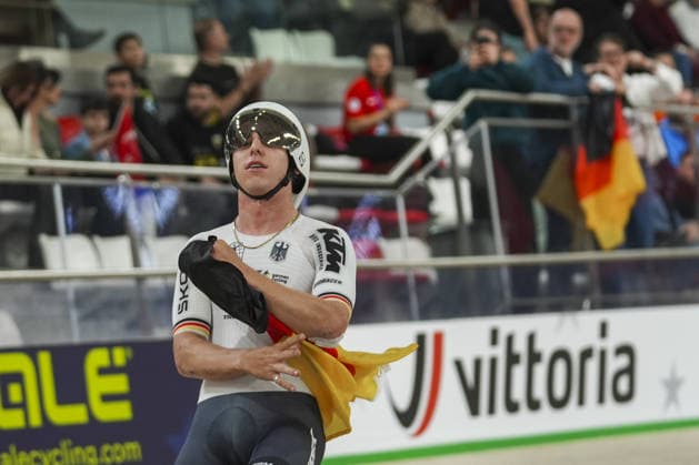 2026 UEC European Track cycling, Rad, Radsport, Bahnrad, Bahn Championships in Konya KONYA, TURKIYE - FEBRUARY 2: Tim Torn Teuenberg of Germany celebrates after winning the men s points race during 2026 UEC Track Cycling European Championships at Konya Velodrome in Konya, Turkiye on February 2, 2026. Dilara Irem Sancar Anadolu Konya Turkey. Editorial use only. Please get in touch for any other usage.  Copyright: x2026xAnadoluxDilaraxIremxSancarx