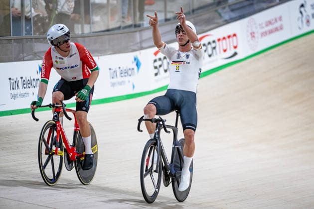TEUTENBERG Tim Torn, NARCISO Diogo UEC Track Cycling European Championships Konya 2026 TEUTENBERG Tim Torn GER Germany NARCISO Diogo POR Portugal Landscape horizontal Landscape Event Event UEC Track Cycling European Championships 2026 Category Category Cycling Track Cycling European Championships Location Location Asia Turkey Türkiye Konya Discipline Points Race Category Elite Men Distance 40 km Date Date 02 02 2026 Monday Day 2