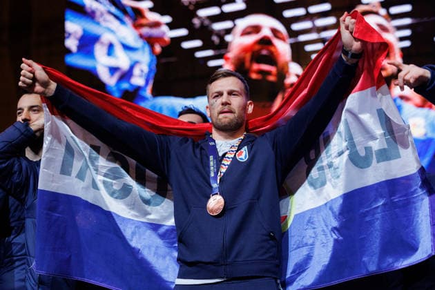 Zagreb, 02.02.2026. - The Croatian national handball team was welcomed at Ban Jelacic Square after winning the bronze medal at the European Championship, EM, Europameisterschaft David Mandic  260202_8469.jpg