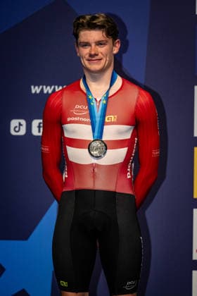 HAUGSTED Conrad UEC Track Cycling European Championships Konya 2026 HAUGSTED Conrad DEN Denmark Second Place Award Ceremony Medal Ceremony Podium Portrait Portrait Portrait Event Event UEC Track Cycling European Championships 2026 Category Category Cycling Track Cycling European Championships Location Location Asia Turkey Türkiye Konya Discipline Points Race Category Elite Men Distance 40 km Date Date 02 02 2026 Monday Day 2
