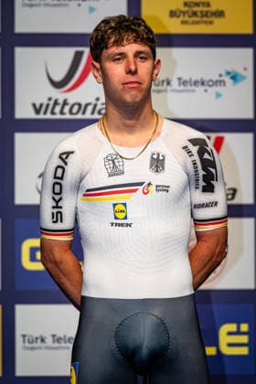 TEUTENBERG Tim Torn UEC Track Cycling European Championships Konya 2026 TEUTENBERG Tim Torn GER Germany Winner First Place Award Ceremony Medal Ceremony Podium Portrait Portrait Portrait Event Event UEC Track Cycling European Championships 2026 Category Category Cycling Track Cycling European Championships Location Location Asia Turkey Türkiye Konya Discipline Points Race Category Elite Men Distance 40 km Date Date 02 02 2026 Monday Day 2