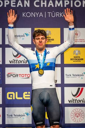 TEUTENBERG Tim Torn UEC Track Cycling European Championships Konya 2026 TEUTENBERG Tim Torn GER Germany Winner First Place Award Ceremony Medal Ceremony Podium Portrait Portrait Portrait Event Event UEC Track Cycling European Championships 2026 Category Category Cycling Track Cycling European Championships Location Location Asia Turkey Türkiye Konya Discipline Points Race Category Elite Men Distance 40 km Date Date 02 02 2026 Monday Day 2