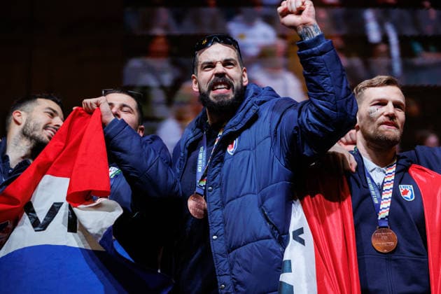 Zagreb, 02.02.2026. - The Croatian national handball team was welcomed at Ban Jelacic Square after winning the bronze medal at the European Championship, EM, Europameisterschaft Leon Susnja  260202_9584.jpg