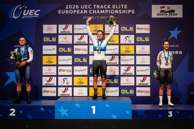 BERTEAU Victoire, KOPECKY Lotte, TEUTENBERG Lea Lin UEC Track Cycling European Championships Konya 2026 BERTEAU Victoire FRA France Second Place KOPECKY Lotte BEL Belgium Winner First Place TEUTENBERG Lea Lin GER Germany Third Place Award Ceremony Medal Ceremony Podium Landscape horizontal Landscape Event Event UEC Track Cycling European Championships 2026 Category Category Cycling Track Cycling European Championships Location Location Asia Turkey Türkiye Konya Discipline Elimination Race Category Elite Women Distance m Date Date 02 02 2026 Monday Day 2