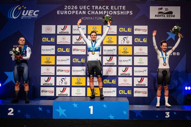 BERTEAU Victoire, KOPECKY Lotte, TEUTENBERG Lea Lin UEC Track Cycling European Championships Konya 2026 BERTEAU Victoire FRA France Second Place KOPECKY Lotte BEL Belgium Winner First Place TEUTENBERG Lea Lin GER Germany Third Place Award Ceremony Medal Ceremony Podium Landscape horizontal Landscape Event Event UEC Track Cycling European Championships 2026 Category Category Cycling Track Cycling European Championships Location Location Asia Turkey Türkiye Konya Discipline Elimination Race Category Elite Women Distance m Date Date 02 02 2026 Monday Day 2
