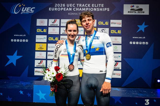 TEUTENBERG Lea Lin, TEUTENBERG Tim Torn UEC Track Cycling European Championships Konya 2026 TEUTENBERG Lea Lin GER Germany Third Place TEUTENBERG Tim Torn GER Germany Winner First Place Award Ceremony Medal Ceremony Podium Landscape horizontal Landscape Event Event UEC Track Cycling European Championships 2026 Category Category Category Cycling Track Cycling European Championships Location Location Asia Turkey Türkiye Konya Discipline Elimination Race Category Elite Women Distance m Date Date 02 02 2026 Monday Day 2