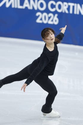 Milan Cortina Olympics Kaori Sakamoto of Japan takes part in an official training session for Figure skating, Eiskunstlauf in Milan on Feb. 2, 2026, ahead of the Milan Cortina Olympics.  A14AA0005241252P
