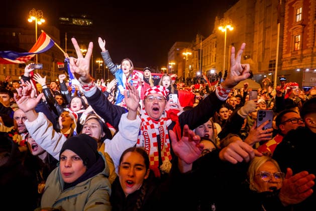 (260203) -- ZAGREB, Feb. 3, 2026 -- Croatia fans are seen during the ceremonial welcome for the Croatian Handball Team players in Zagreb, Croatia on Feb. 2, 2026. Croatia won the bronze medal at the 2026 EHF European Men s Handball Championship. (Photo by PIXSELL via Xinhua) (SP)CROATIA-ZAGREB-HANDBALL-WELCOME-CEREMONY MarkoxLukunic 
