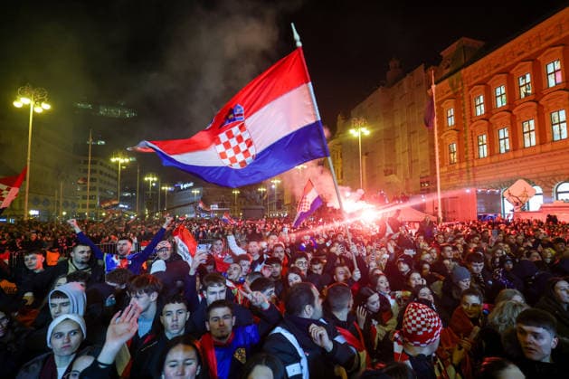 (260203) -- ZAGREB, Feb. 3, 2026 -- Croatia fans are seen during the ceremonial welcome for the Croatian Handball Team players in Zagreb, Croatia on Feb. 2, 2026. Croatia won the bronze medal at the 2026 EHF European Men s Handball Championship. (Photo by PIXSELL via Xinhua) (SP)CROATIA-ZAGREB-HANDBALL-WELCOME-CEREMONY MarkoxLukunic 