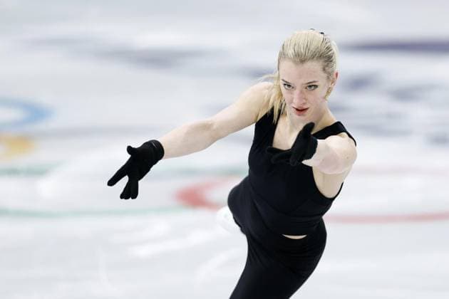 Sport Bilder des Tages #2 Milan Cortina Winter Olympics American figure skater Amber Glenn performs during an official practice session in Milan, Italy, on Feb. 2, 2026, ahead of the upcoming Milan Cortina Winter Olympics.  A14AA0005241372P