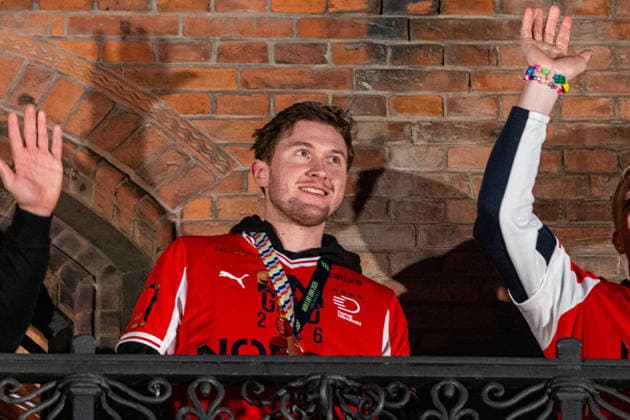 Denmarks National Mens Handball Team Is Celebrated At Copenhagen City Hall Magnus Landin stands on the balcony during the celebration of the European Championship, EM, Europameisterschaft gold with the handball team at Copenhagen City Hall in Copenhagen, Denmark, on February 2, 2026. For the third time, Denmark are Men s EHF EURO champions. The 14-year wait ends for the four-time world champions and two-time Olympic champions as they beat Germany 34:27 in a tough final on Sunday at Jyske Bank Boxen in Herning. Copenhagen The Capital Region of Denmark Denmark  Copyright: xKristianxTuxenxLadegaardxBergx originalFilename:berg-denmarks260202_npVKt.jpg