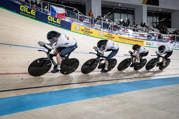 KRÖGER Mieke, KLEIN Lisa, SÜßEMILCH Laura, BRAUßE Franziska UEC Track Cycling European Championships Konya 2026 KRÖGER Mieke KLEIN Lisa SÜßEMILCH Laura BRAUßE Franziska GER Germany Landscape horizontal Landscape Event Event UEC Track Cycling European Championships 2026 Category Category Category Cycling Track Cycling European Championships Location Location Asia Turkey Türkiye Konya Discipline Team Pursuit Category Elite Women Distance 4000 m Date Date 02 02 2026 Monday Day 2