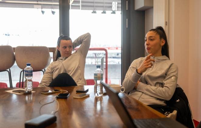 Soccer, Women, Season 2025 2026, Google Pixel Womens Bundesliga, 1 FC Union Berlin, Media round with Hannah Eurlings l , 1 Women 1 FC Union and Amber Tysiak 1 Women 1 FC Union , 03 02 2026, Copyright: xMatthiasxKochx