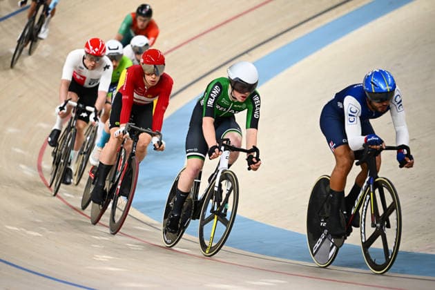 2026 UEC Track Elite European Championships Picture by Olly Hassell SWpix.com - 03 02 2026 - Cycling - 2026 UEC Track Elite European Championships - Konya Velodrome, Konya, Türkiye - Men s Scratch Race Qualifying - Maximilian Fitzgerald (Ireland) Copyright: x xSWpix.comx(t axPhotographyxHubxLtd)xOllyxHassell SWpix.comx SWP-3177-0473