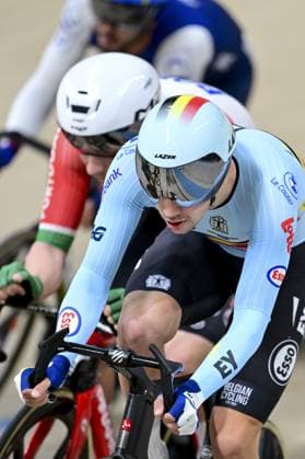 Belgian Noah Vandenbranden pictured in action during the men s Scratch qualifications on day 3 of the 2026 UEC Track Elite European Championships, in Konya, Turkey, Tuesday 03 February 2026. The European Championships take place from 01 to 05 February 2026. DIRKxWAEM  x160684258x