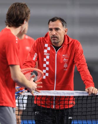 Varazdin: Tennis players training ahead of the Davis Cup match between Croatia and Denmark Training of the Croatian tennis team on the occasion of their meeting between Croatia and Denmark in the first round of qualifications for going to the final Davis Cup tournament for 2026., in Varazdin, Croatia, on on February 03, 2026.  MarkoxPrpic PIXSELL
