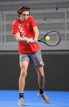 Varazdin: Tennis players training ahead of the Davis Cup match between Croatia and Denmark Training of the Croatian tennis team on the occasion of their meeting between Croatia and Denmark in the first round of qualifications for going to the final Davis Cup tournament for 2026., in Varazdin, Croatia, on on February 03, 2026.  MarkoxPrpic PIXSELL