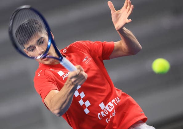 Varazdin: Tennis players training ahead of the Davis Cup match between Croatia and Denmark Training of the Croatian tennis team on the occasion of their meeting between Croatia and Denmark in the first round of qualifications for going to the final Davis Cup tournament for 2026., in Varazdin, Croatia, on on February 03, 2026.  MarkoxPrpic PIXSELL