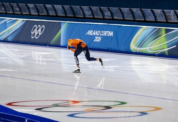 MILAN - Joy Beune during a training session at Milano Ice Park. The speed skaters are preparing for their participation in the Winter Olympics. ROBIN VAN LONKHUIJSEN ANP xVIxANPxSportx xxANPxIVx 549529260 originalFilename: 549529260.jpg