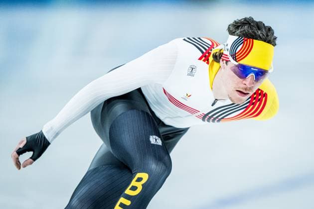 Belgian speed skater Indra Medard pictured in action during a training session in preparation of the Milano Cortina 2026 Olympic Winter games, Winterspiele,Spiele, Summer games on Tuesday 03 February 2026 in Milan, Italy. The Winter Olympics take place from 6 to 22 February 2026 in Italy. JASPERxJACOBS  x160711247x
