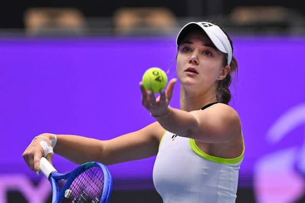 Vendula Valdmanova from Czechia in action during match against Rebecca Sramkova from Slovakia within the WTA, Tennis Damen women s tennis tournament Ostrava Open, on February 3, 2026, in Ostrava, Czech Republic. (CTKxPhoto JaroslavxOzana) CTKPhotoP2026020303860  CTKPhotoP2026020303860
