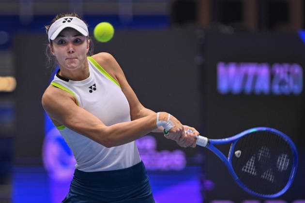 Vendula Valdmanova from Czechia in action during match against Rebecca Sramkova from Slovakia within the WTA, Tennis Damen women s tennis tournament Ostrava Open, on February 3, 2026, in Ostrava, Czech Republic. (CTKxPhoto JaroslavxOzana) CTKPhotoP2026020303895  CTKPhotoP2026020303895