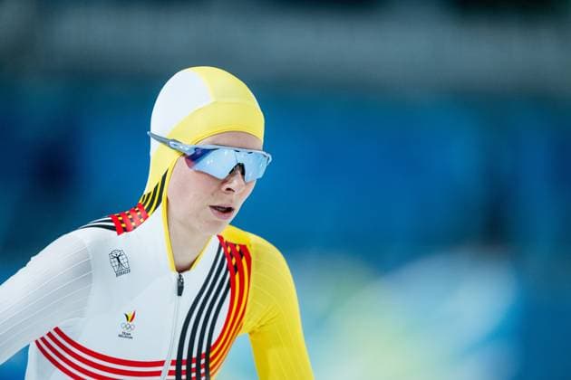 Belgian speed skater Sandrine Tas pictured in action during a training session in preparation of the Milano Cortina 2026 Olympic Winter games, Winterspiele,Spiele, Summer games on Tuesday 03 February 2026 in Milan, Italy. The Winter Olympics take place from 6 to 22 February 2026 in Italy. JASPERxJACOBS  x160712261x
